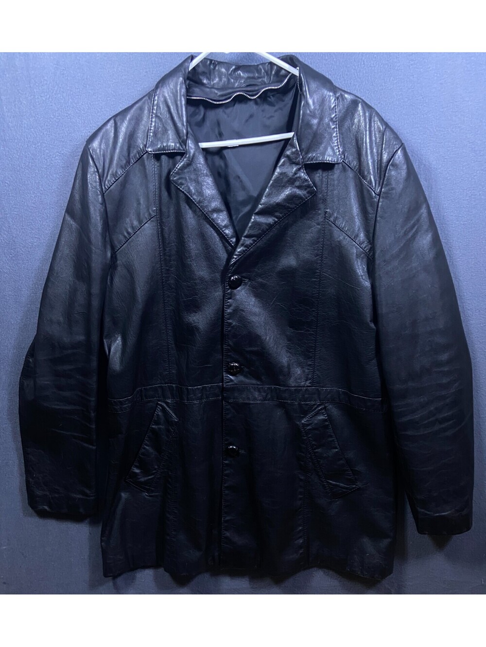 Leather Jacket Coat Black XL Tall Missing Liner Genuine Vintage Classic *read